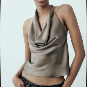 Zara satin effect halter top